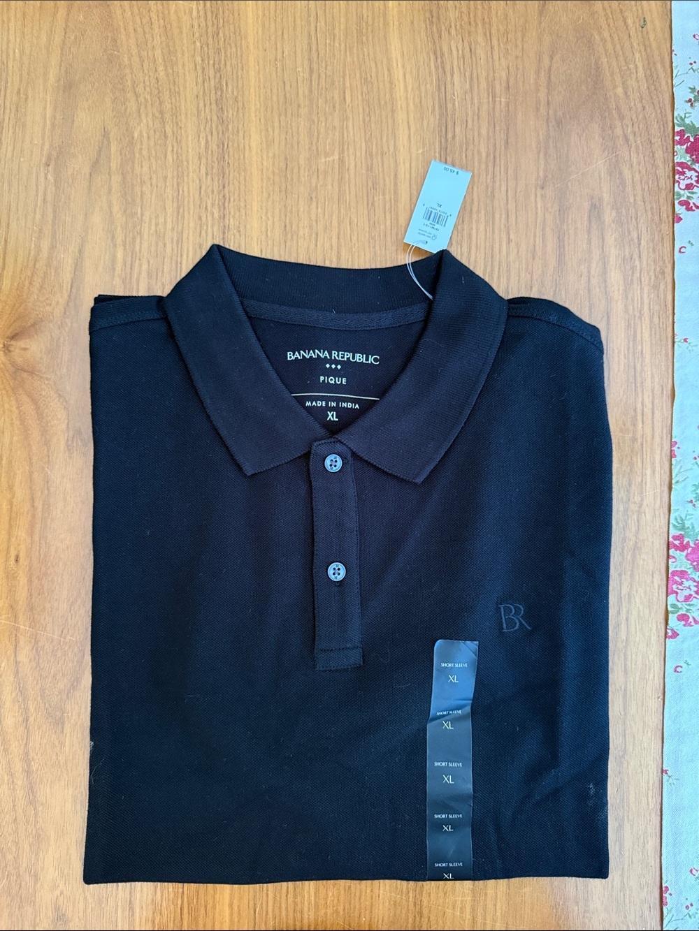 Banana Republic Black Pique Polo Shirt